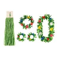 Zestaw hawajski przebranie - spódniczka, naszyjnik, opaska