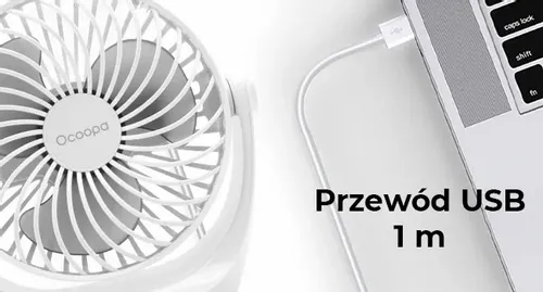 Wentylator stołowy Ocoopa D602 biały USB na Arena.pl