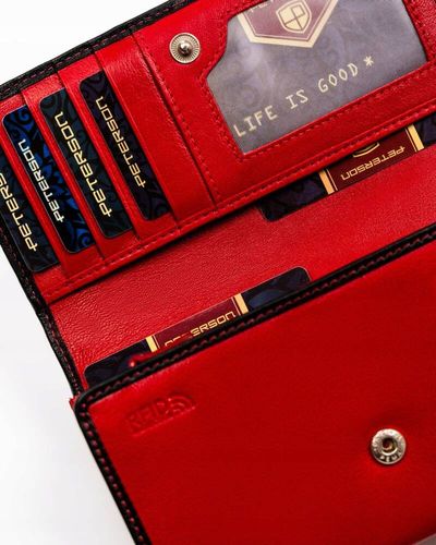 pojemny, skórzany portfel damski na zatrzask i suwak - peterson na Arena.pl