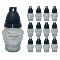 Zestaw Znicze Szklane 12sztuk Mały CZARNY ZS-94 15cm 12H palenia CHEMIX