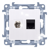 GNIAZDO ANTENOWE TYPU F + RJ45 kat.5e SIMON 10 CASFRJ455.01/11 BIAŁY