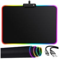 PODKŁADKA POD MYSZKĘ GAMINGOWA LED RGB 35x25 NA BIURKO CZARNA NA PREZENT