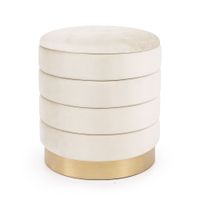 Pufa siedzisko do salonu LUNA welur ze schowkiem otwierana 40 cm Kremowa