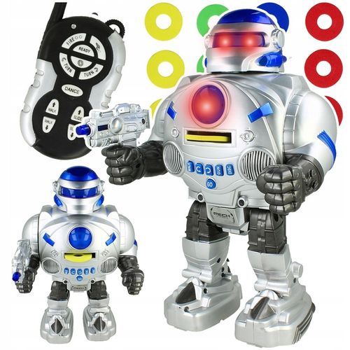 ZDALNIE STEROWANY ROBOT RC STRZELAJĄCY KRĄŻKAMI ZABAWKA INTERAKTYWNA DŹWIĘK na Arena.pl