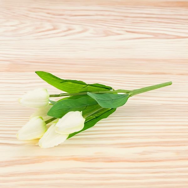 Tulipan Bukiet Tulipanów Piękny Jak Żywy Tulipany Kwiaty Białe Ecru X5 zdjęcie 8