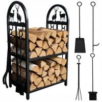 STOJAK NA DREWNO KOMINKA KOMINKOWE AKCESORIA PRZYBORY KOSZ METALOWY ZESTAW