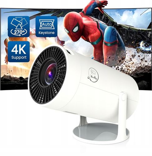 PROJEKTOR ANDROID 4K MINI PRZENOŚNY RZUTNIK WIFI SMART TV OBROTOWY LED FHD na Arena.pl