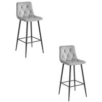 Hoker srebrno szary aksamit NADO nowoczesny 2 szt. barowy nogi czarne