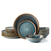 Serwis obiadowy Aokari niebiesko-biały na 6 osób 18 szt. Nowoczesny