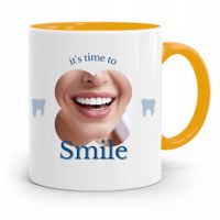 Kubek Żółty Prezent Dentysty Its Time To Smile Z Nadrukiem Ze Zdjęciem