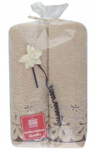 Komplet 2 ręczników Bella 70x140 Greno beżowy zdjęcie 1