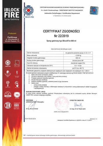 GAŚNICA iBlockFIRE ABCF+E 0,6L. 100%BIO SPRAY GAŚNICZY iBlockFIRE ZASIĘG 8M na Arena.pl