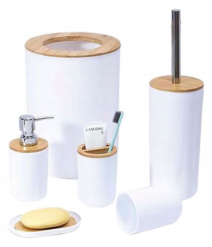 Zestaw łazienkowy akcesoriów łazienkowych 6 elementów kosz szczotka do WC na Arena.pl