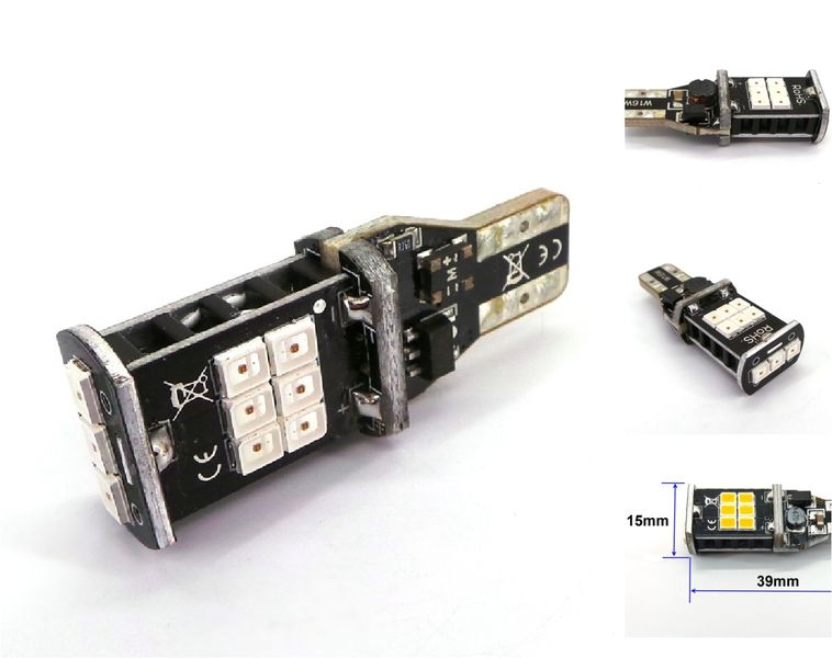 ŻARÓWKA LED T15, W16W 12V CANBUS Czerwona 980lm stop zdjęcie 1