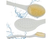 Szczotka do mycia pleców długa do kąpieli myjka z rączką 2w1 kremowy