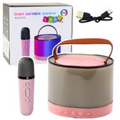Zestaw Do Karaoke Głośnik Mikrofon Bezprzewodowy K52 RGB Bluetooth Różowy