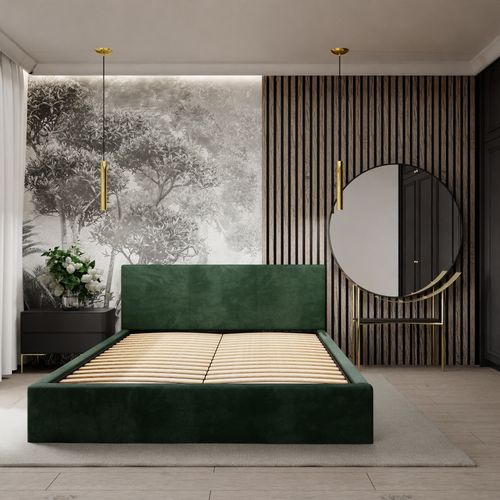 ŁÓŻKO TAPICEROWANE 180x200 ŁÓŻKO PODWÓJNE Z POJEMNIKIEM BUTELKOWA ZIELEŃ na Arena.pl