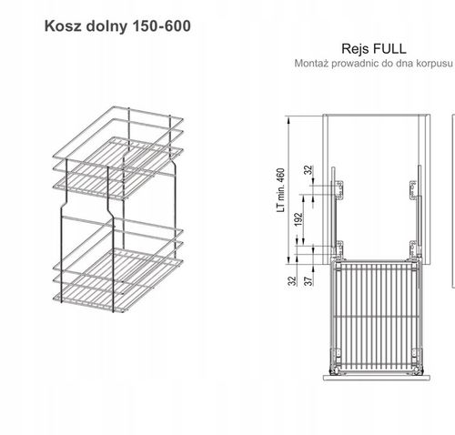 KOSZ CARGO MINI DOLNE PODBLATOWE 2 PÓŁKI 300 CICHY DOMYK WYSUW CHROM na Arena.pl