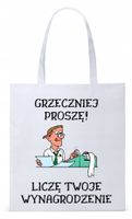Dla Księgowej Księgowego Torba Eco Biała Shopper Z Nadrukiem Ze Zdjęciem
