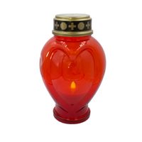Znicz Elektryczny LED Czerwone Serce 21 cm - Duży Wkład na Baterie Całoroczny 13x11x21cm H22-302