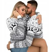 SWETER ŚWIĄTECZNY DLA PARY ONA + ON KOLOR białe świąteczne swetry