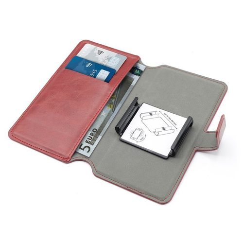 PURO Universal Wallet 360° - Uniwersalne etui obrotowe z kieszeniami na karty, rozmiar XL (czerwony) na Arena.pl