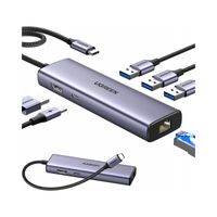 Adapter 1w6 Ugreen CM512 USB-C do 3x USB A 3.0, HDMI, RJ45, PD Converter