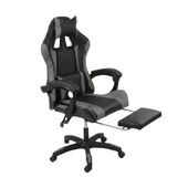 Krzesło do biurka HILE LP209G-B – obrotowy fotel czarno-szary, młodzieżowy z podnóżkiem