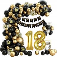 GIRLANDA BALONOWA NA 18 ZESTAW BALONY ZŁOTE KONFETTI TAŚMA KLEJ 88el BL-08