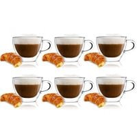 Szklanki Termiczne z Podwójna Ścianką Cappuccino 300ml Vialli 6 sztuk