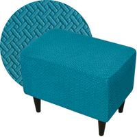 POKROWIEC NA PODNÓŻEK PUF ELASTYCZNY ŻAKARD JODEŁKA OEKO TEX TURKUSOWY