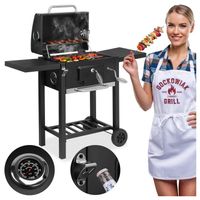 Grill Węglowy Ogrodowy Z Pokrywą Popielnik Termometr Regulacja