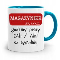Kubek Błękitny Dla Magazyniera Godziny Pracy Z Nadrukiem Ze Zdjęciem