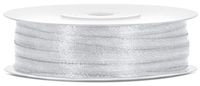 Tasiemka satynowa, srebrny, 3mm/50m