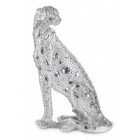 Figura srebrny Gepard/ Puma/ Lampart / Glamour 36x21x14 z kryształkami