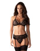 Bielizna-838-Seg-1 Komplet 3-Częściowy Czarny  S/M