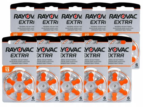 Baterie do aparatów słuchowych - RAYOVAC EXTRA - 13 / PR48 - 60 sztuk na Arena.pl