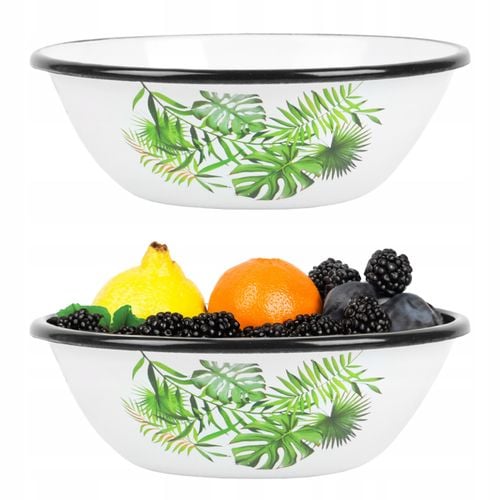 MISKA EMALIOWANA 28CM 4L WZÓR MONSTERA IDEALNA NA OWOCE I WARZYWA na Arena.pl