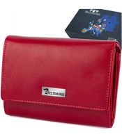 BELTIMORE portfel damski skórzany średni matowy z suwakiem P257 czerwony