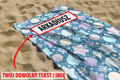 RĘCZNIK Muszle i rozgwiazdy z twoim dowolnym tekstem 130x70cm 050E na Arena.pl