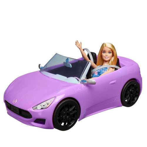 BARBIE AUTO KABRIOLET fioletowy SAMOCHÓD DLA LALEK Barbie zestaw z lalką na Arena.pl
