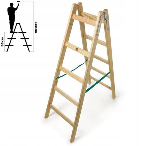 DRABINA DREWNIANA MALARSKA ROZSTAWNA 2x5 SZCZEBLI DWUSTRONNA 150kg na Arena.pl