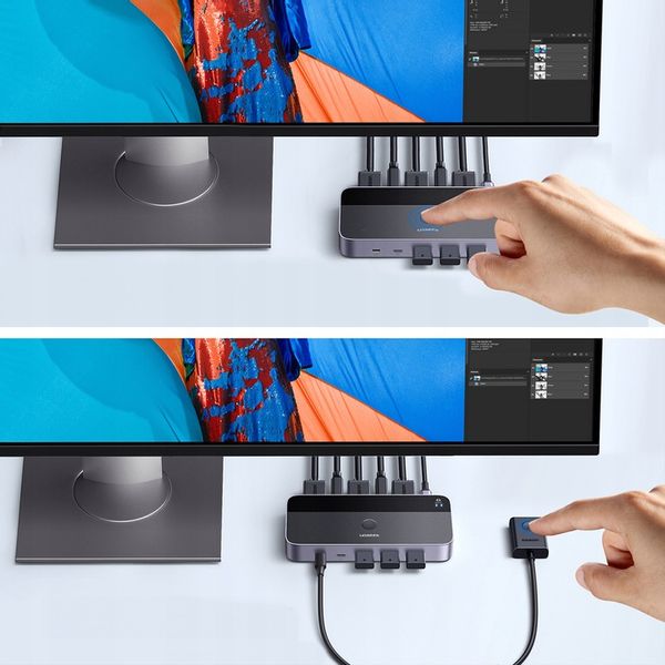 UGREEN PRZEŁĄCZNIK SWITCH KVM 2w1 HDMI USB-A USB-B USB-C MICRO 4K 2X KABEL zdjęcie 4