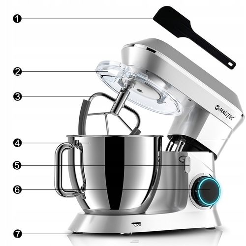 ROBOT KUCHENNY MIKSER PLANETARNY ZESTAW WIELOFUNKCYJNY SREBRNY 6,5L na Arena.pl