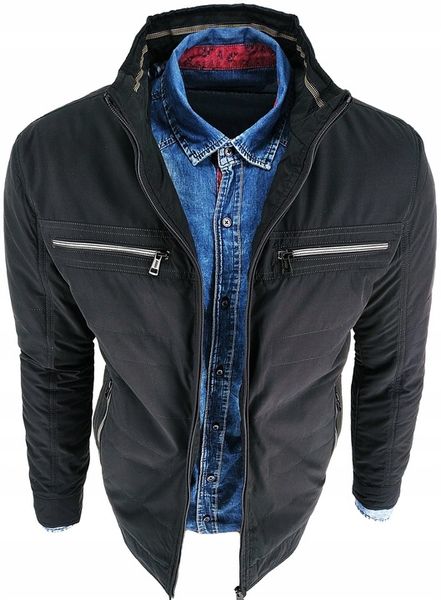 KURTKA MĘSKA PRZEJŚCIOWA PROSTA CIEMNA 3717 M zdjęcie 5