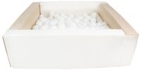 Kwadratowy suchy basen z ekoskóry z 200 piłeczkami (biały, cappuccino/biały