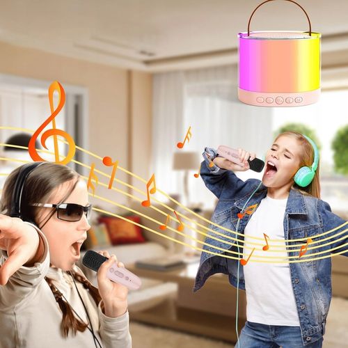 GŁOŚNIK DO KARAOKE RGB BLUETOOTH 2 MIKROFONY ZESTAW na Arena.pl