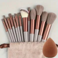 Zestaw 13 pędzli do makijażu miękkie puszyste brown egg