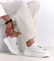 Białe Skórzane Sneakersy Na Platformie Cambell 41