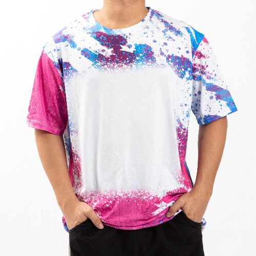 Koszulka Cotton-Like Bleached Leopard Blue Pink do sublimacji M zdjęcie 4